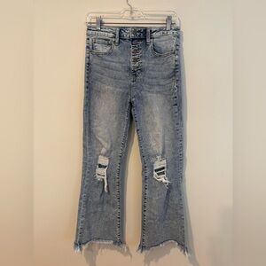 Harper (Francesca's Collections) Distressed Y2K High Rise flare Jeans